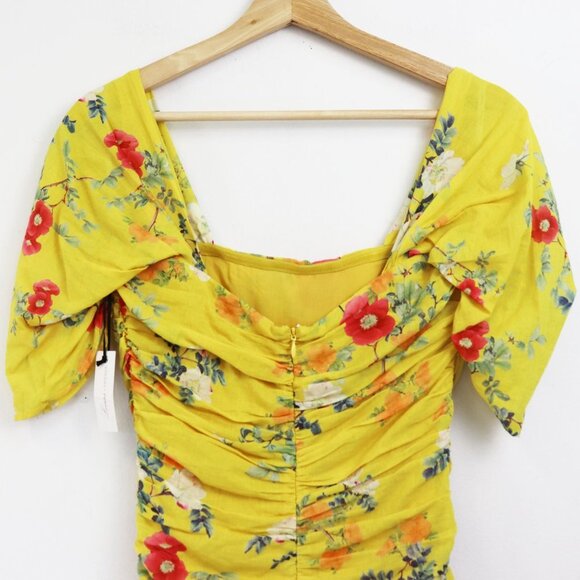NEW Lovers + Friends Joss Dress Spring Bloom Floral Print Yellow Off Shoulder S - Picture 7 of 8